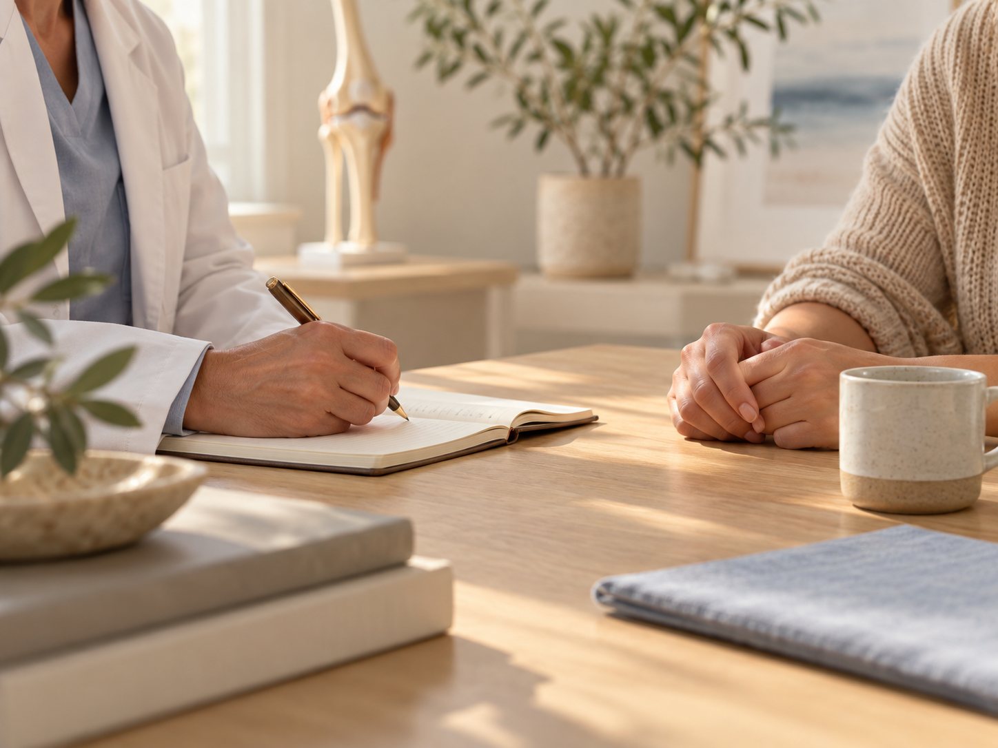 Anotações durante uma conversa entre médico e paciente